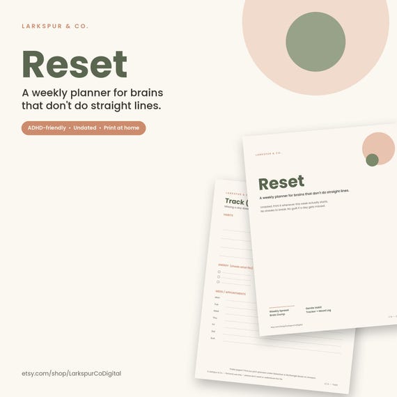 Reset ADHD weekly planner