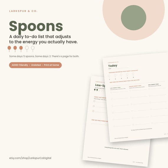 Spoon Theory daily planner