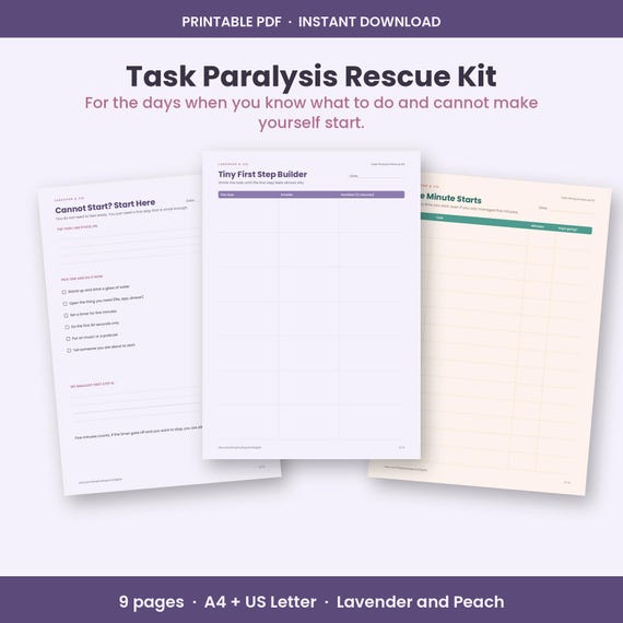 Task Paralysis Rescue Kit printable