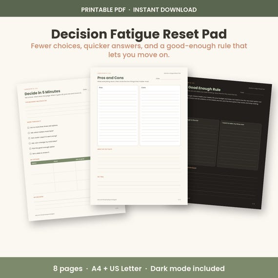 Decision Fatigue Reset Pad